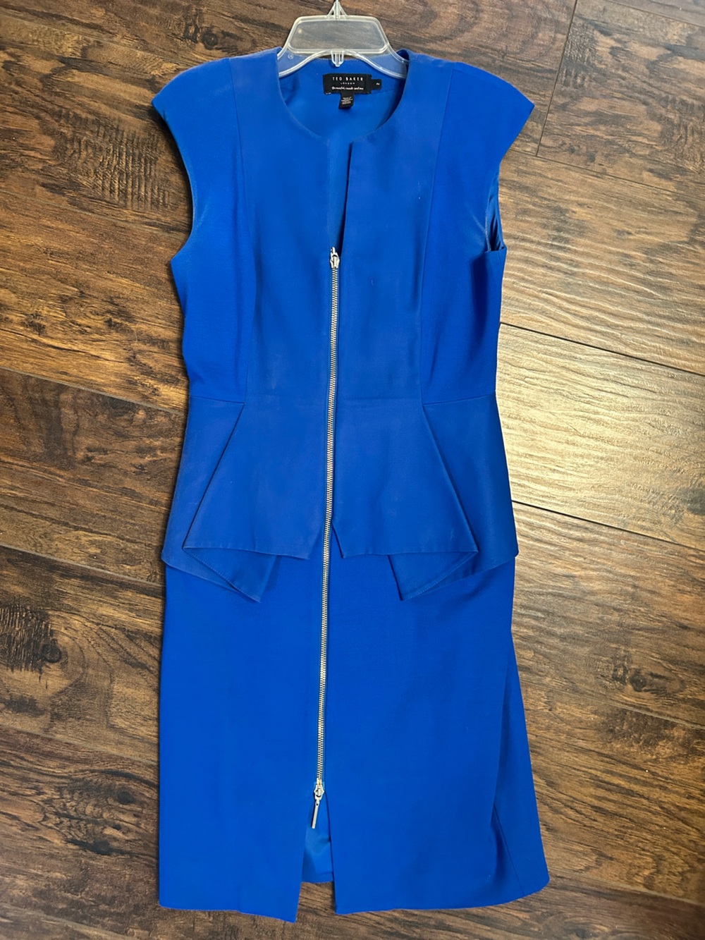 Ted Baker JAMTHUN Cobalt Electric Blue Zip Peplum Sheath Dress 2